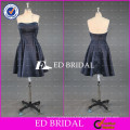 ED Bridal Real Sample Sweetheart Knee Length Short Deep Blue Satin Bridesmaid Dress 2017